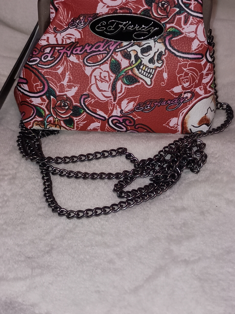 Ed Hardy Red Floral Skull Crossbody BAG/COIN PURSE